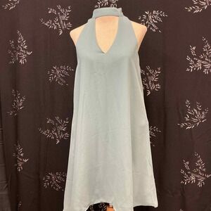 Lulus Halter Neck Shift Mini Dress Sage Green  Keyhole Back